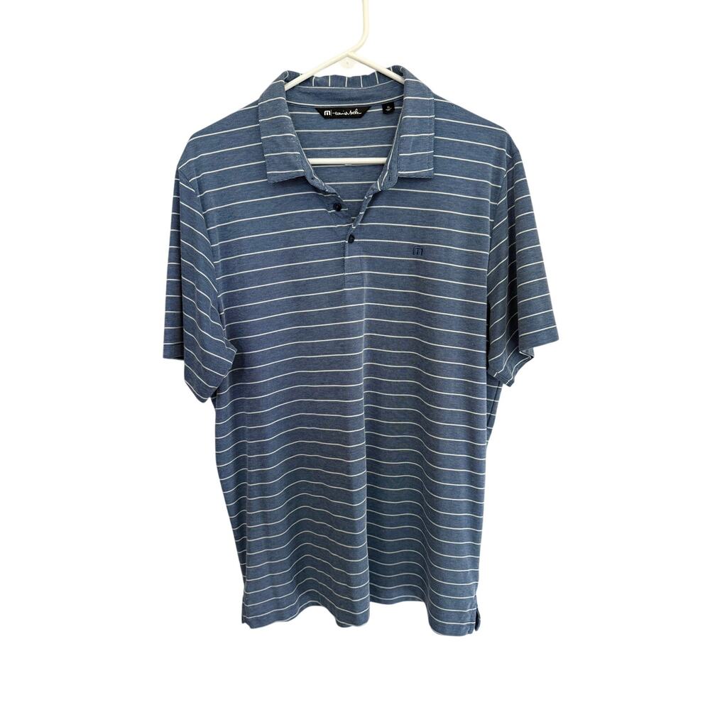 Travis Mathew Blue Striped Polo XL